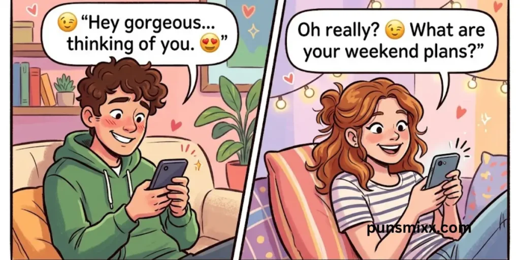 Flirtatious jokes over text
